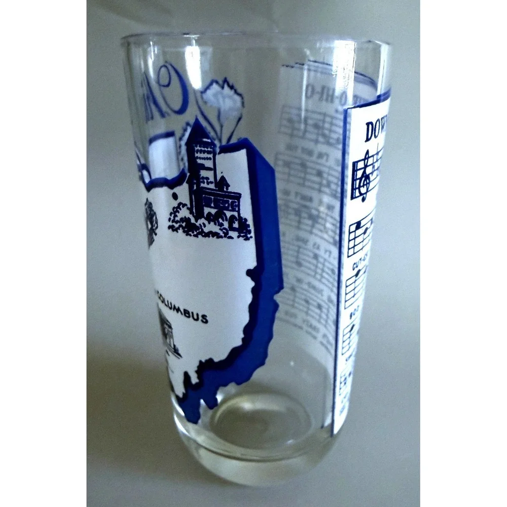 Vintage 1960s OHIO State Beverage Glass Tumbler Highball, Enamel Paint 5.25